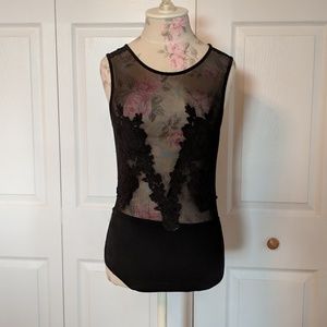 Black Embroidered Bodysuit
